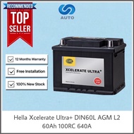 Free Installation | Hella DIN60 DIN60L AGM (L2) Start Stop Maintenance Free Car Battery for VW MK6 G