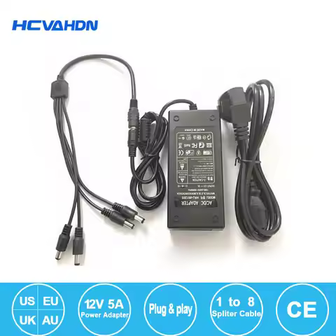 DC 12V 5A 4 Port CCTV Camera AC Adapter Power Supply Box For CCTV video Camera UK AU EU US Plug Adap