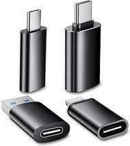 Temdan USB to USB C/Lightning Adapter 4 Pack,1*Lightning to USB C,1*USB C to Lightning,1*USB 3.0 to USB C,1*USB C to USB 3.0 for iPhone 15 Pro Max 14 13 12,AirPods-Black