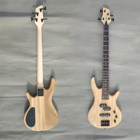 Electric Bass Guitar Right Hand 4 String 24 Frets SSS PJ Pickup Low Sound Original Wood Color 1V2T K