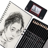 Sketching Pencil Set, 12 Pcs, 2H-8B Charcoal Carbon Pen, Wood Painting Pencil, Stationery Supplies