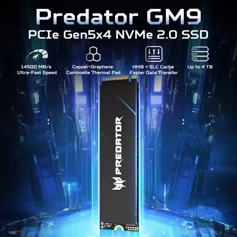 ACER PREDATOR GM9 NVMe SSD, 1TB/2TB M.2 2280 Game Drive, Read Speed up to 14500MB/s, PCIe Gen5.0 NVM