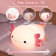 [SG] Axolotl Night Light Cute Lamp Food Grade Silicone Rechargeable Dimmable LED Squishy Touch
