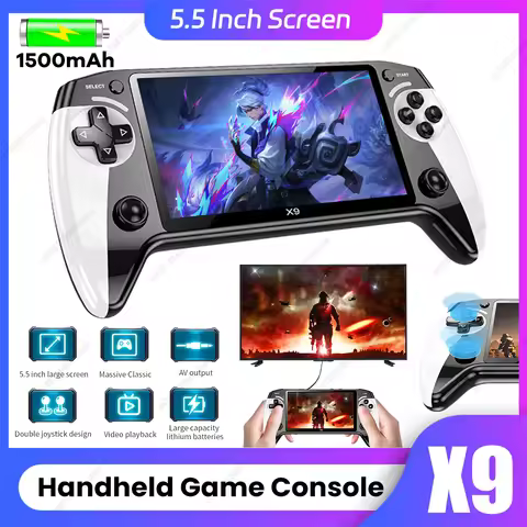 5.5 Inch HD Screen X9 Handheld Game Console Multiple languages Retro Video GBA Arcade 8 Simulators w