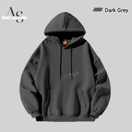 Baju Kasual Sejuk Jaket Lelaki,Extra Thick Cotton Men's Plain Oversize Hoodies, Solid Color Hoodies,