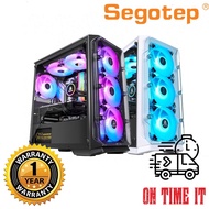 Segotep Lux S Tempered glass M-ATX Gaming Casing With 3 RGB FAN (Black/White)