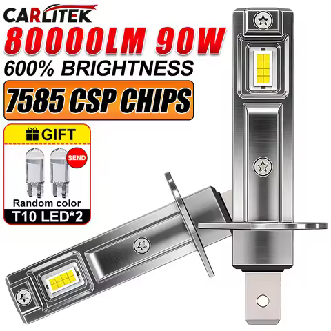 H1 H3 LED Headlights 80000LM 6000K 90W 16PCS 7585 CSP High Low Beam Turbo Auto Light 1:1 Fanless Min