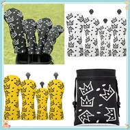 Golf Headcover PU Leather Waterproof Cheese Crown Embroidery Driver Fairway Hybrid Golf Course Golfe