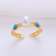 Pig Nose Natural Freshwater Pearl Open Adjustable Ring