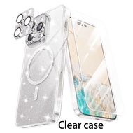 WSKEN Magnetic Case for iPhone 15 Pro max Casing Ponsel Berkilau Merah muda