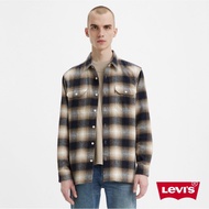Levis 男款 寬鬆版工裝法蘭絨襯衫 大地黃格紋色系 熱賣單品