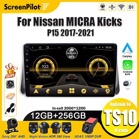 Android 15 For Nissan MICRA Kicks P15 2017 2018 2019 2020 2021 Multimedia Video Player Carplay Touch