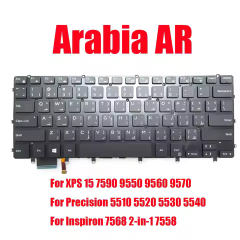 Arabia AR Keyboard For DELL For XPS 15 7590 9550 9560 9570 For Inspiron 7568 2-in-1 7558 For Precisi