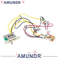 AMUNDR Guitar Wiring Harness​, ​500K Potentiometers​ 2 Tone 1 Volume ​5-Way Switch Harness​, ​Chrome