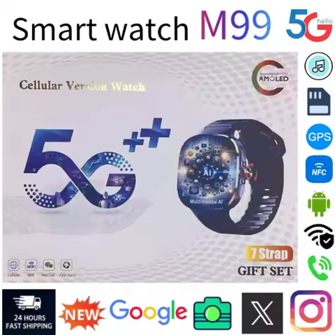 5G Smartwatch M99, 2.4-inch Amoled screen, rotating camera, WIFI, GPS location, compass, NFC, Blueto