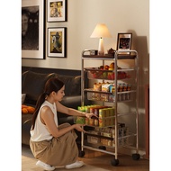 Waterproof Stainless Steel Rolling Storage Shelf, Multi-Layer Slide Out Basket Organizer Trolley For