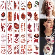 10PCS Halloween Tattoo Sticker Horror Tattoo Sticker Small Arm Waterproof Scar Tattoo Sticker