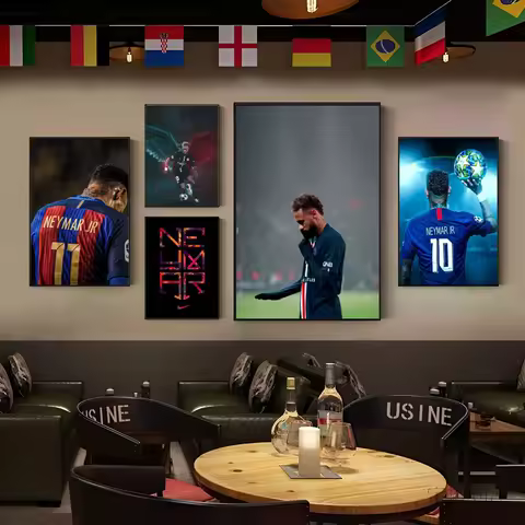 1PC N-Neymar Poster Self-adhesive Art Waterproof Paper Sticker Coffee House Bar Room Wall Decor