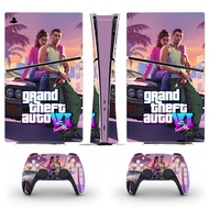 GTA 6 For PS5 Slim Digital Edition Console and 2 Controllers Geometry Design Skin PS5 Slim Digital S