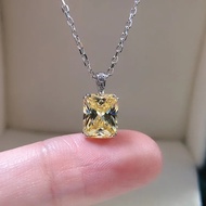 Solid 14K White Gold AU585 Platinum PT950 3 Carat Yellow Diamond Pendant Necklace Fashion Necklace N