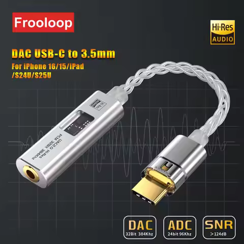 DAC USB Type C to 3.5 mm Jack Adapter HiFi Audio Amplifier Stereo Ephone Headphone Digital Decoding 