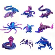 9PCS Koleksi Figura Naga Cetakan 3D (9Pcs-Merah+Biru)
