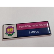 NameTag Acrylic /Custom Made logo SEKOLAH - PRS  Pembimbing Rakan Sebaya (PRS) di sekolah with Pin/ 