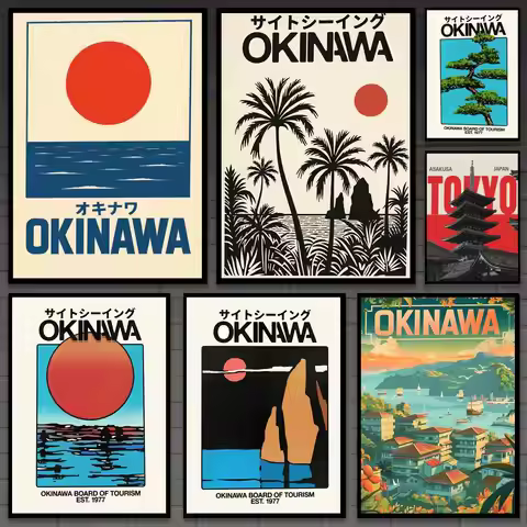 Japanese Region Okinawa Poster Versatile HD Waterproof Wall Art Self-Adhesive Decor for Any Space Id