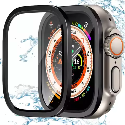 Metal Screen Protector for Apple Watch Ultra 2/Ultra 49mm Titanium Alloy Frame Full-Coverage 9H Temp