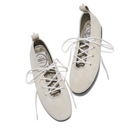 韓國 Rockfish BELLA LACEUP FLAT(SUEDE) 麂皮綁帶平底鞋 六色/ 奶油白CREAM/ 23 cm