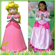 Kids Costume Dress Princess Peach Super Mario Birthday Party Dress