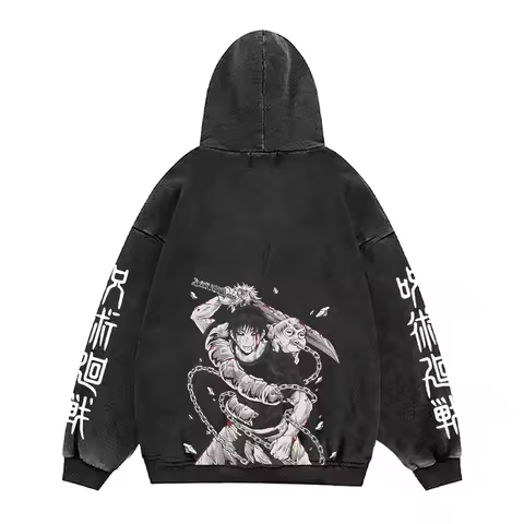 Jujutsu Kaisen Anime Hoodies Men Women 100%Cotton Toji Gothic Manga Sweatshirts Vintage Casual Pullo