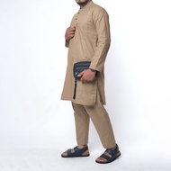 KHOIRUMMAH Koko Kurta Khaidar Set - Baju Pria Dewasa Lengan Panjang - Koko Kurta Polos - Cream