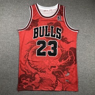 Bull23 Tahun Naga Jersi Bola Keranjang Bersulam Jordan Bulls Jersi Bola Keranjang Naga