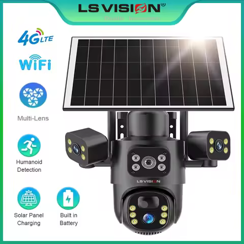 LS VISION 3*10X Zoom PTZ Lens 4G Solar Camera WIFI Wireless Outdoor 15MP Auto Tracking Security Home