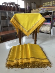ผ้าปูโต๊ะ ผ้าคลุมโต๊ะเคียง สีเหลืองทอง (A set of side table cloth)
