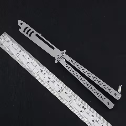 1pc Foldable Butterfly Knife Blunt Balisong Shark Design Balisong Pocket Trainer Survival Knife Trai