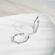 Ar-Kang Collection** AKE2113 MAMAs Hoop Earrings ต่างหูห่วงเงินแท้ Silver925 ประดับเพชร CZ ทรง Oval
