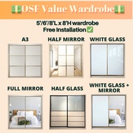 🌟PROMO Almari Sliding Wardrobe 8ft Murah🌟5/6/8x8 Almari sliding door wardrobe