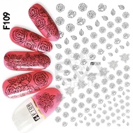 3D Nail Sticker Decorative White And Black Flower Pattern F109T & F109D