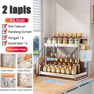 (COD) Rak Bumbu Dapur Stainless Steel Rak Penyimpanan Dapur Rak Bumbu Rak Dapur Stainless 3 Susun 2 
