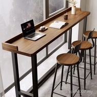 Long Strip Table Household Balcony Table High Feet Solid Wood Simple Table Chair Living Room Back Wa