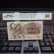 Uang Kuno 5 Gulden Wayang (Netherlands Indies) TTD Waverent PMG langka