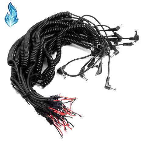 10PCS 5.5x2.5mm Male DC Plug Spiral Coiled Power Cable Wire Cord for Camera DC Coupler AC-PW20 NP-FZ