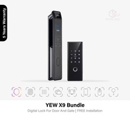 ( Free Installation ) Yew X9 2024 Facial Recognition Door Digital Lock + E-Gate Dual Fingerprint Bundle