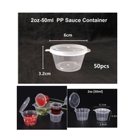 2oz Round Disposable Plastic Food Container Hinged Lid ( 50pcs± ) 2 oz - 50ml