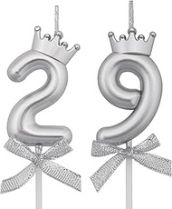 VSHILI 29 92 Birthday Candles, 29th 92nd Cake Candles, Silver Happy Birthday Number 29 92 Candles Ca