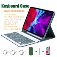 iPad Case with Smart Bluetooth Keyboard &amp; Pencil Slot For 10.2 iPad 7th Gen iPad 9.7 Air2 Air3 iPad Pro 11 2020/2018 Pro 10.5 Pro 9.7 Detachable Keyboard Silicone iPad Cover