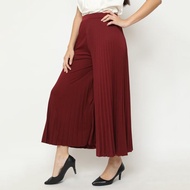 Duapola Women's Pleated Culottes Long Pants 7156 - Maroon