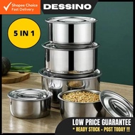 DESSINO Stainless Steel Cookware Pot (5-in-1) - Versatile Non-Stick Food Stock Pot with Lid
